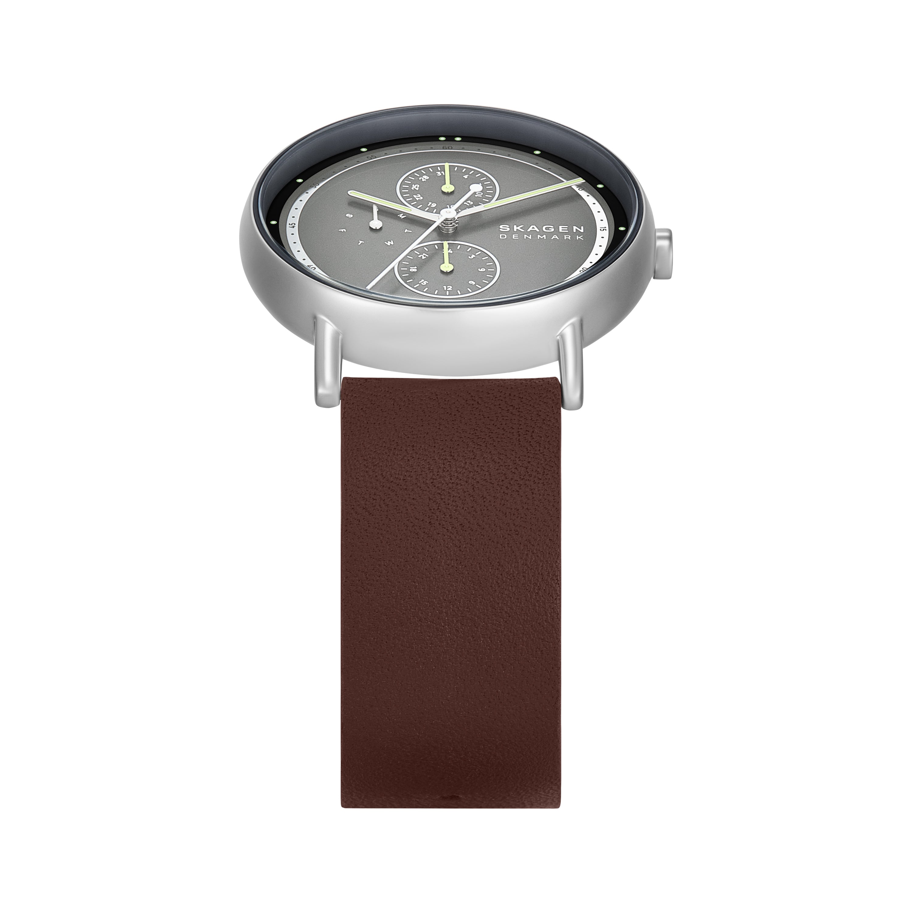 Skagen Signatur Gray Dial Brown Leather Strap Watch SKW6941