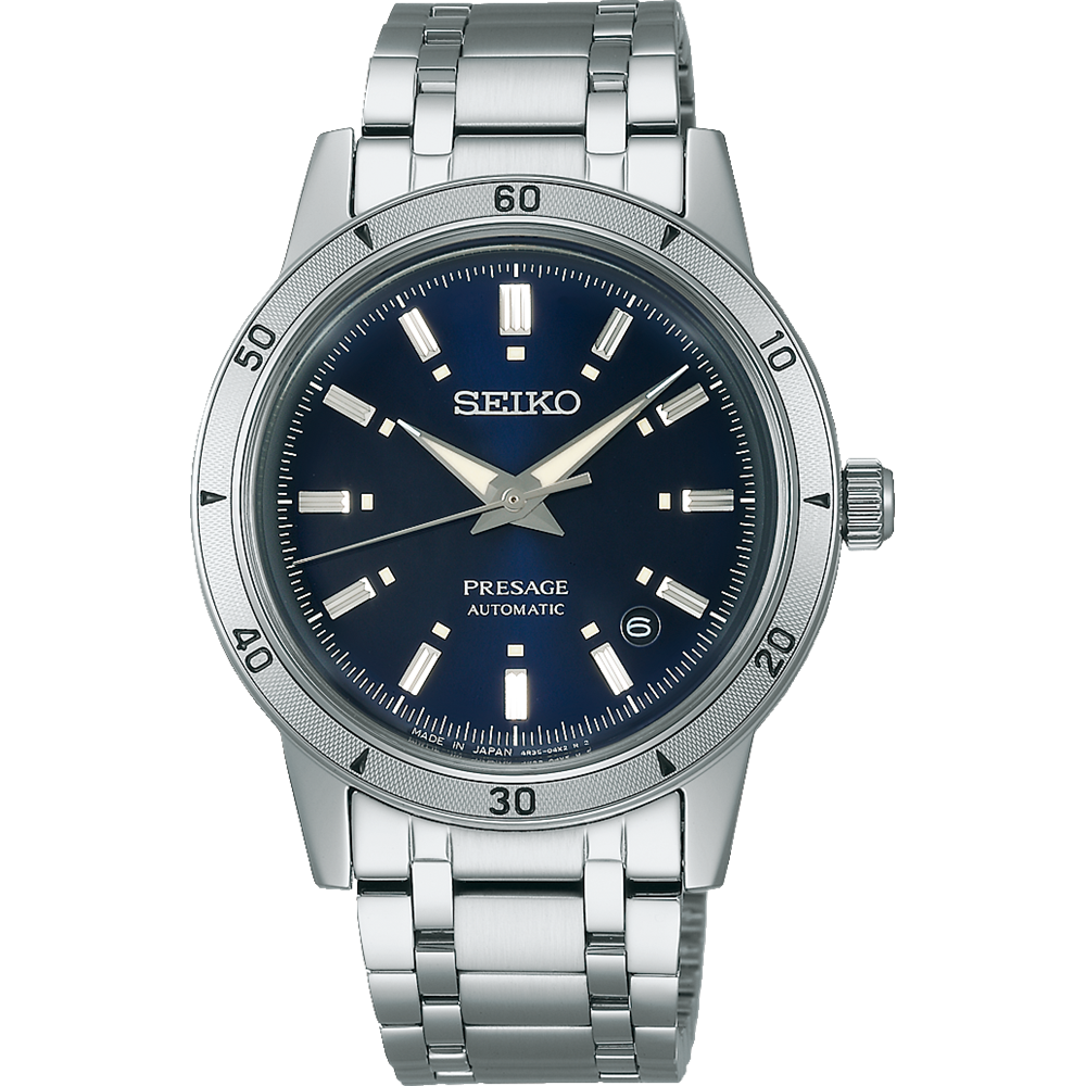 Seiko Presage Vintage-Inspired Steel Watch with Engraved Bezel SRPL07J