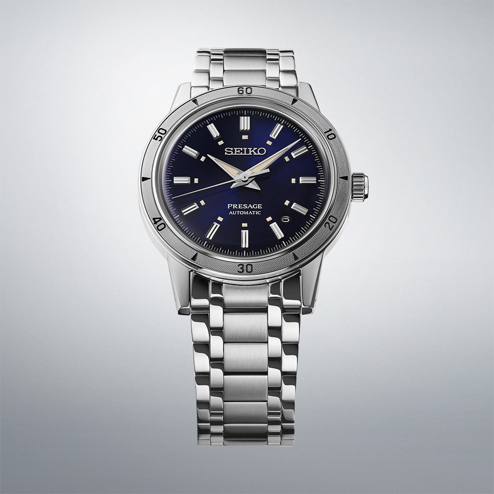 Seiko Presage Vintage-Inspired Steel Watch with Engraved Bezel SRPL07J