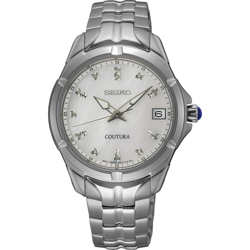 Seiko Coutura Analogue Mother of Pearl Dial Stainless Steel Watch SUR5