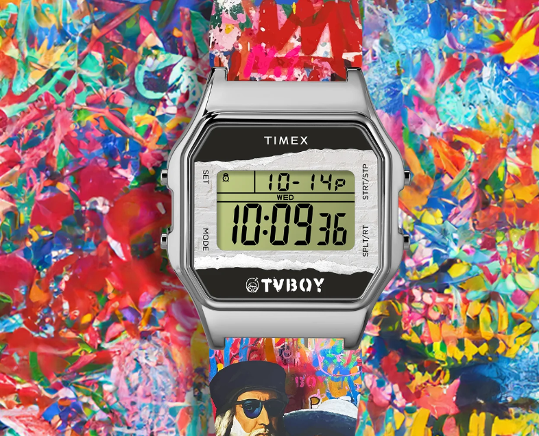 Timex T80 x TVBOY Digital Stainless Steel Resin Band Watch TW2Y46800