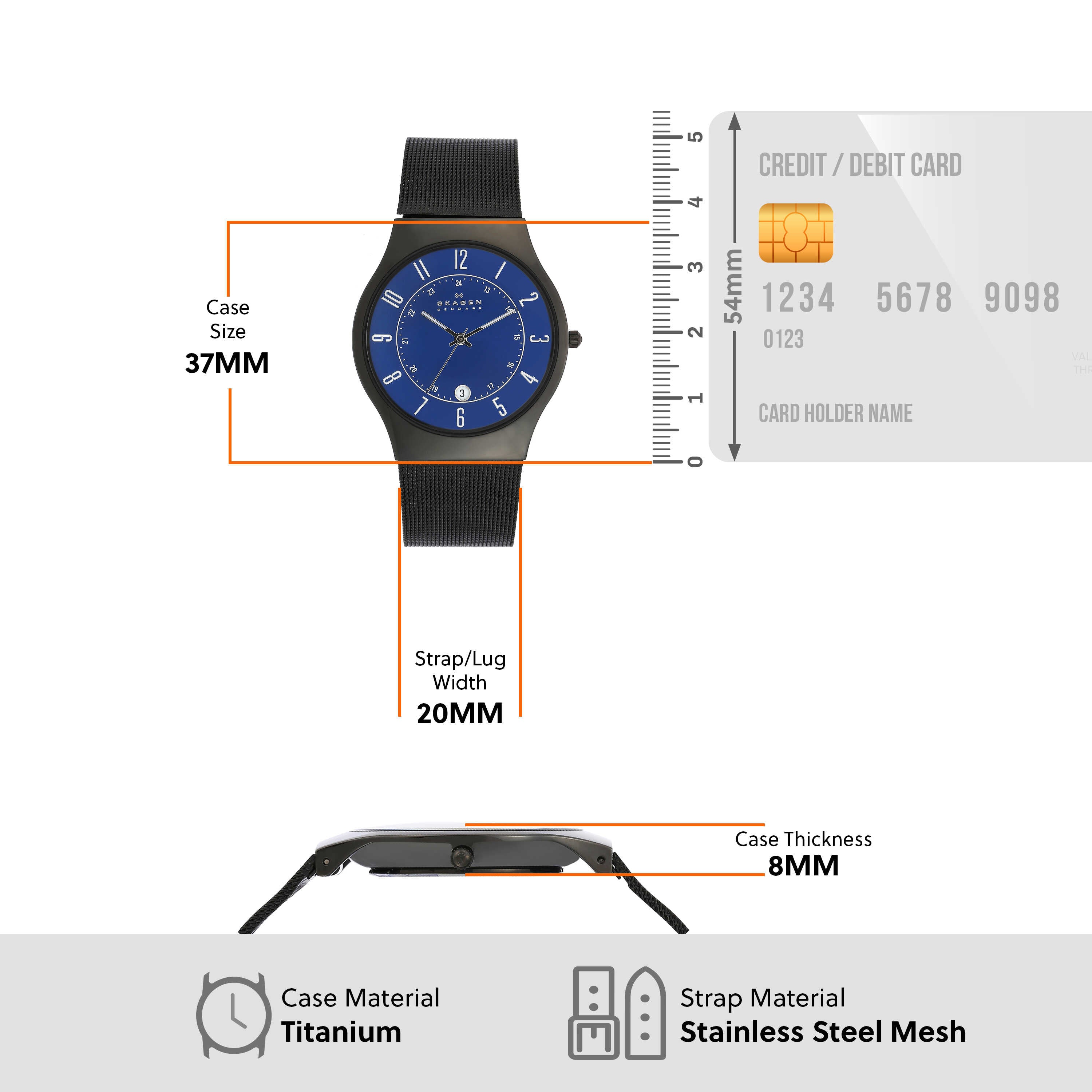 Skagen Royal Blue Dial And Black Signature Skagen Band T233Xltmn - Mens Watch