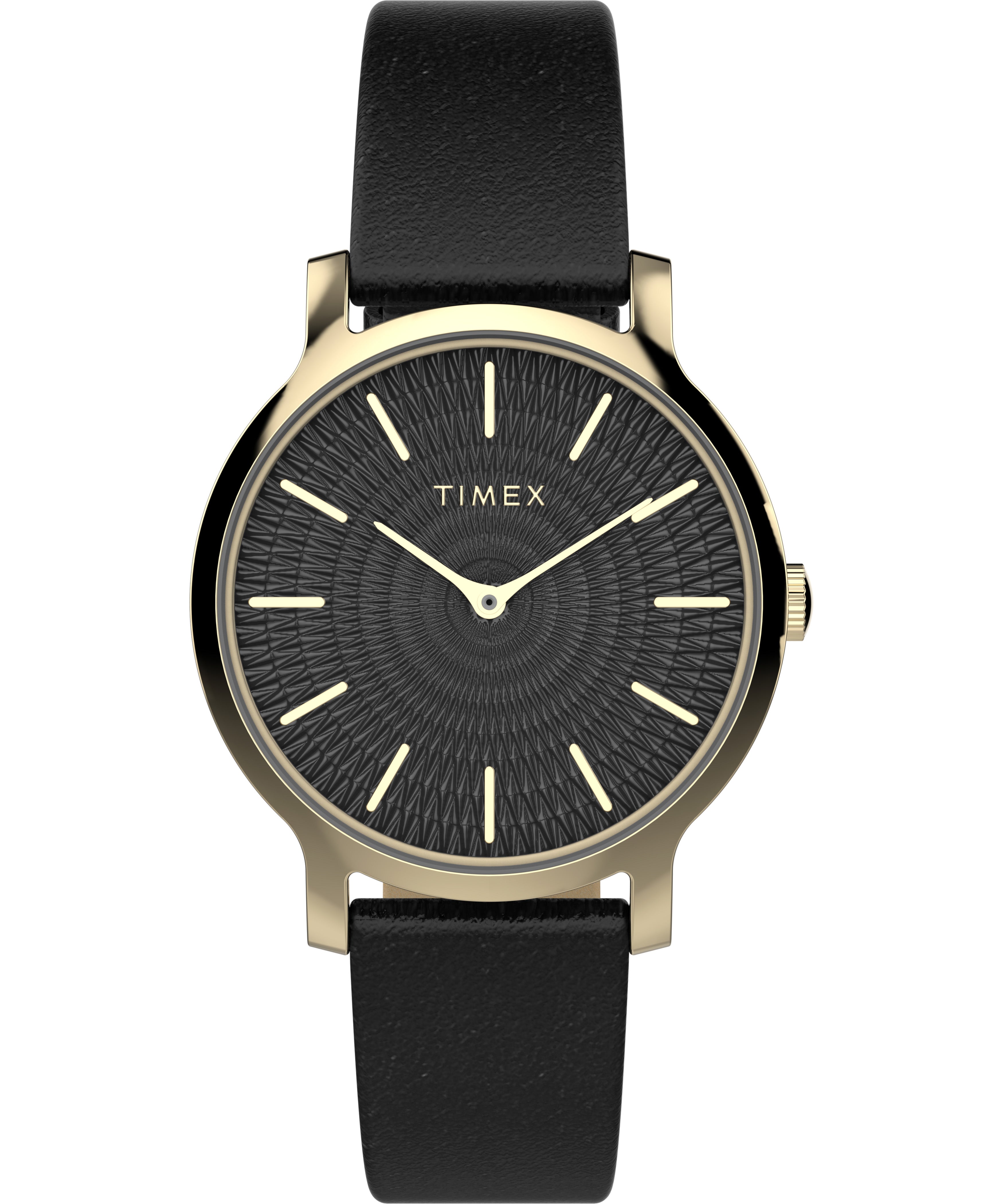 Timex watch women's on sale black leather strap