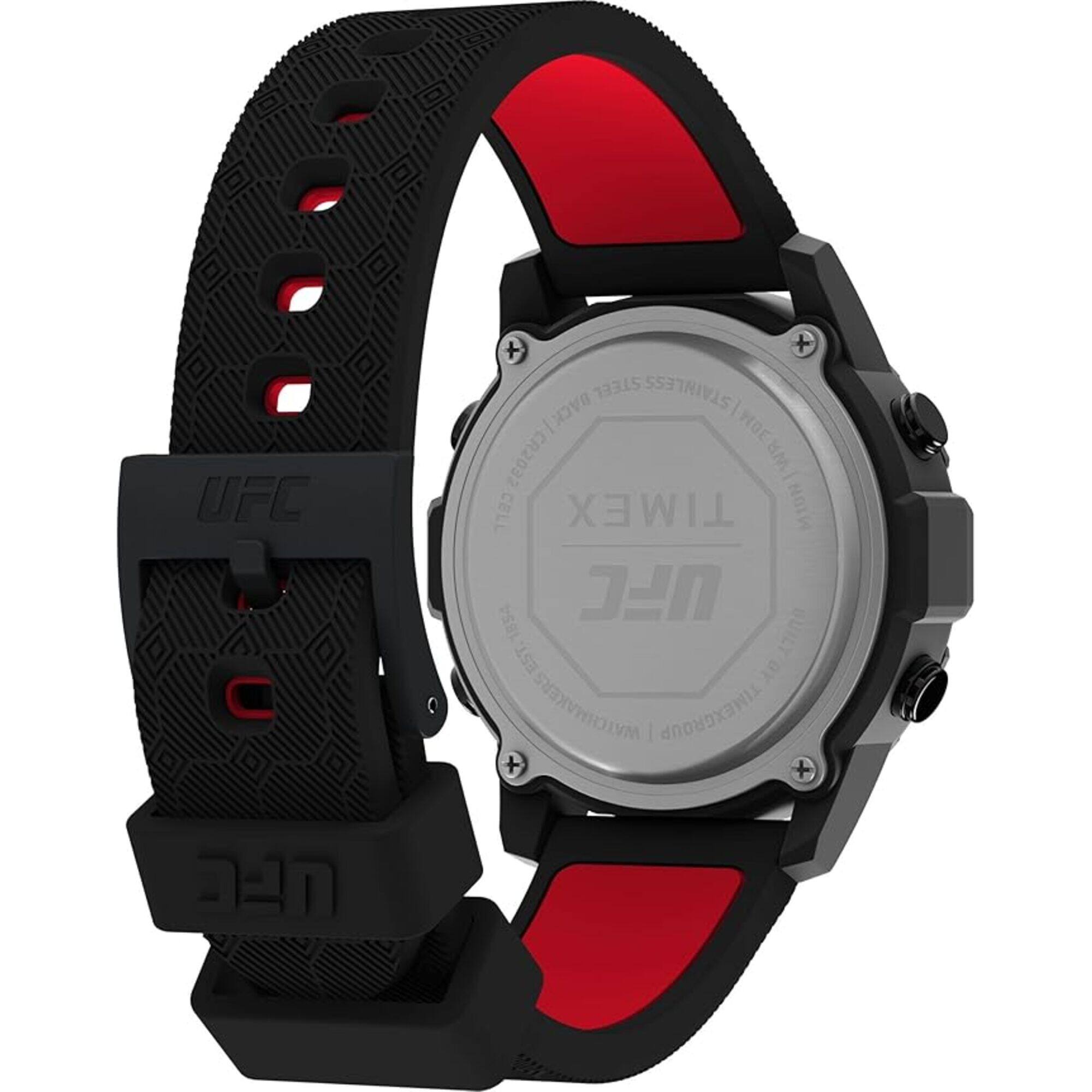 Timex UFC Fanatic 43mm Black Red Silicone Men's Digital Watch TW2V98000 - Back View
