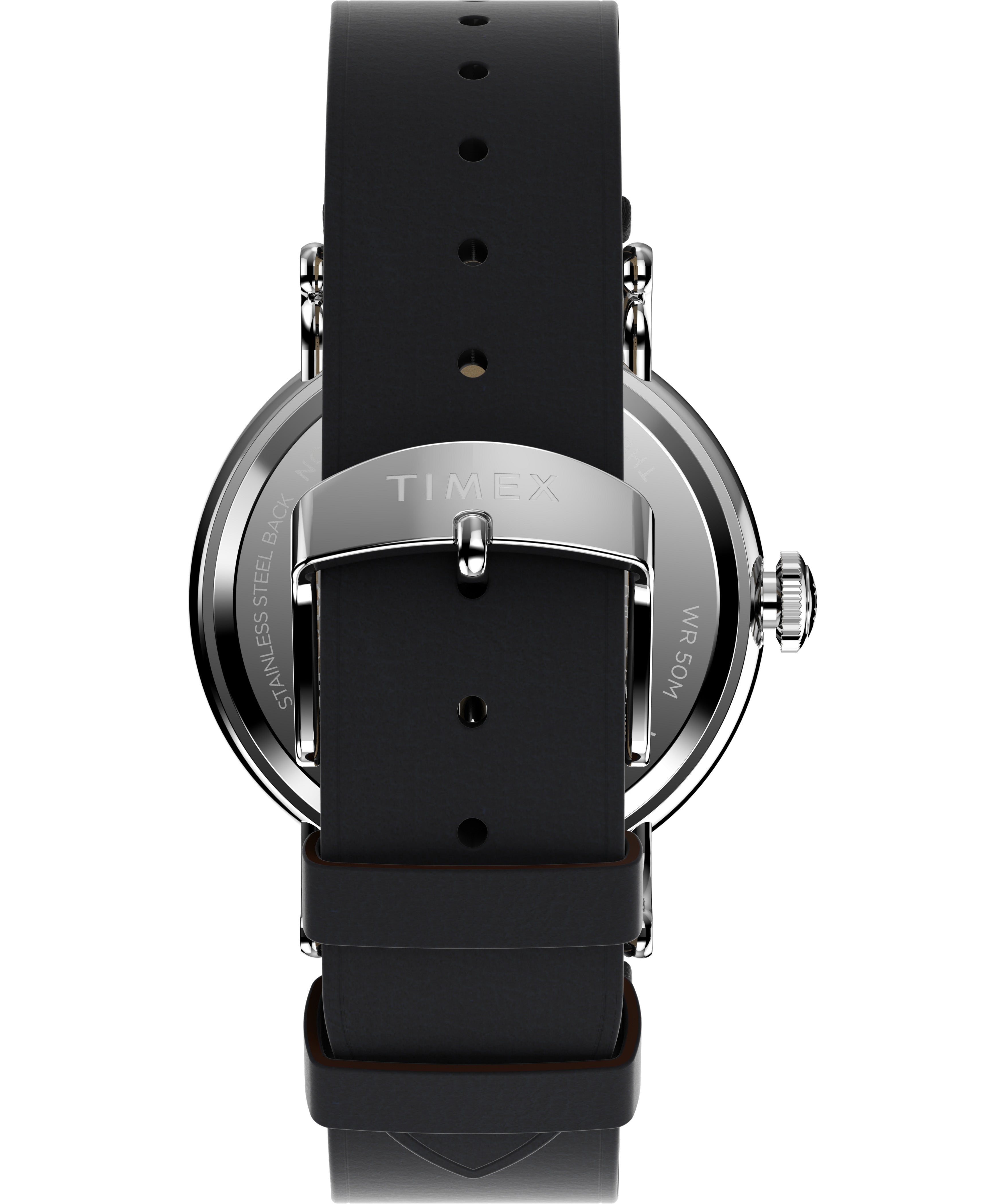 Timex Waterbury 40mm Leather Black Dial Watch TW2W20200