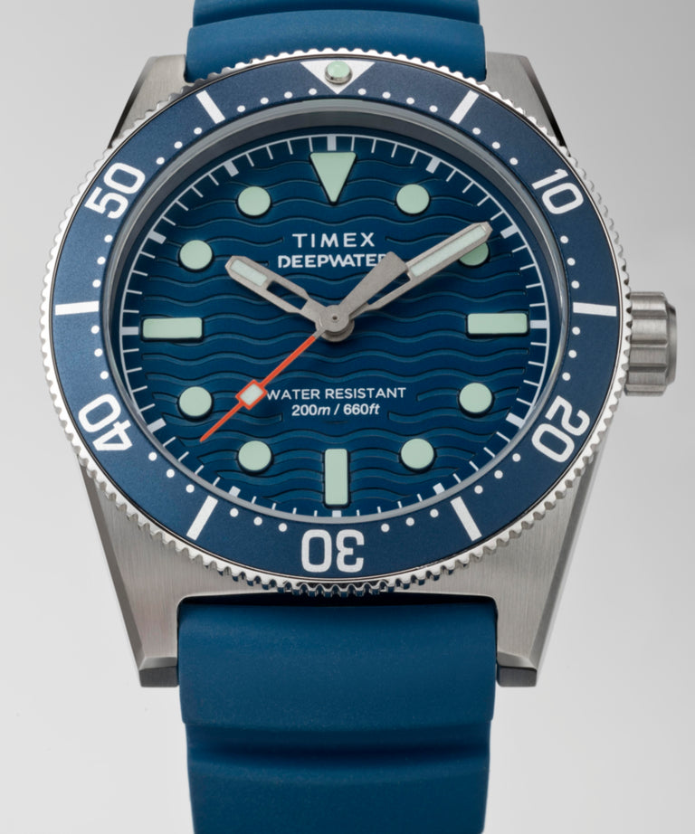 Timex Deepwater Reef 200M 41mm Blue Rubber Strap Watch TW2W74600