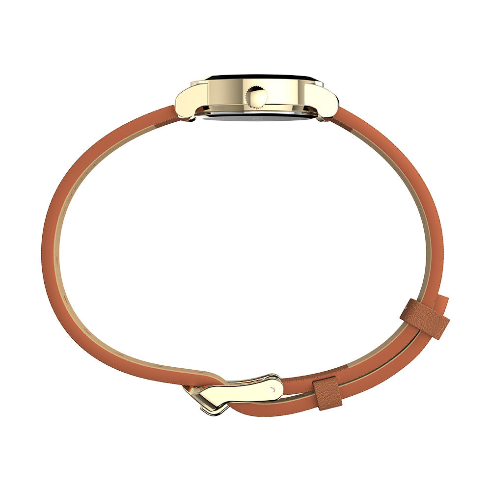 Timex Cavatina Gold Case Brown Leather Band Women's Watch TW2W82500