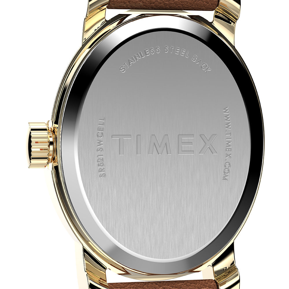 Timex Cavatina Gold Case Brown Leather Band Women's Watch TW2W82500