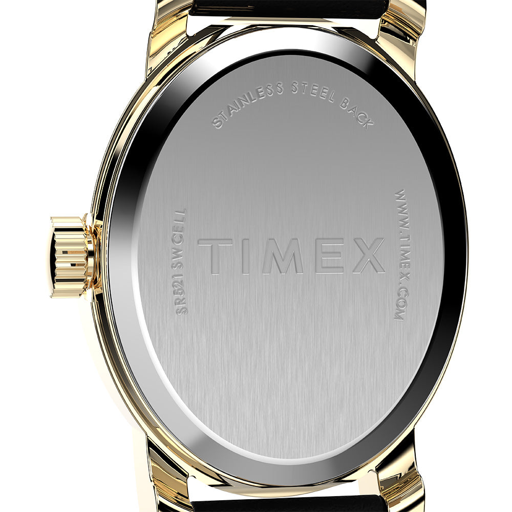 Timex Cavatina Gold Case Black Leather Band Women's Watch TW2W82600