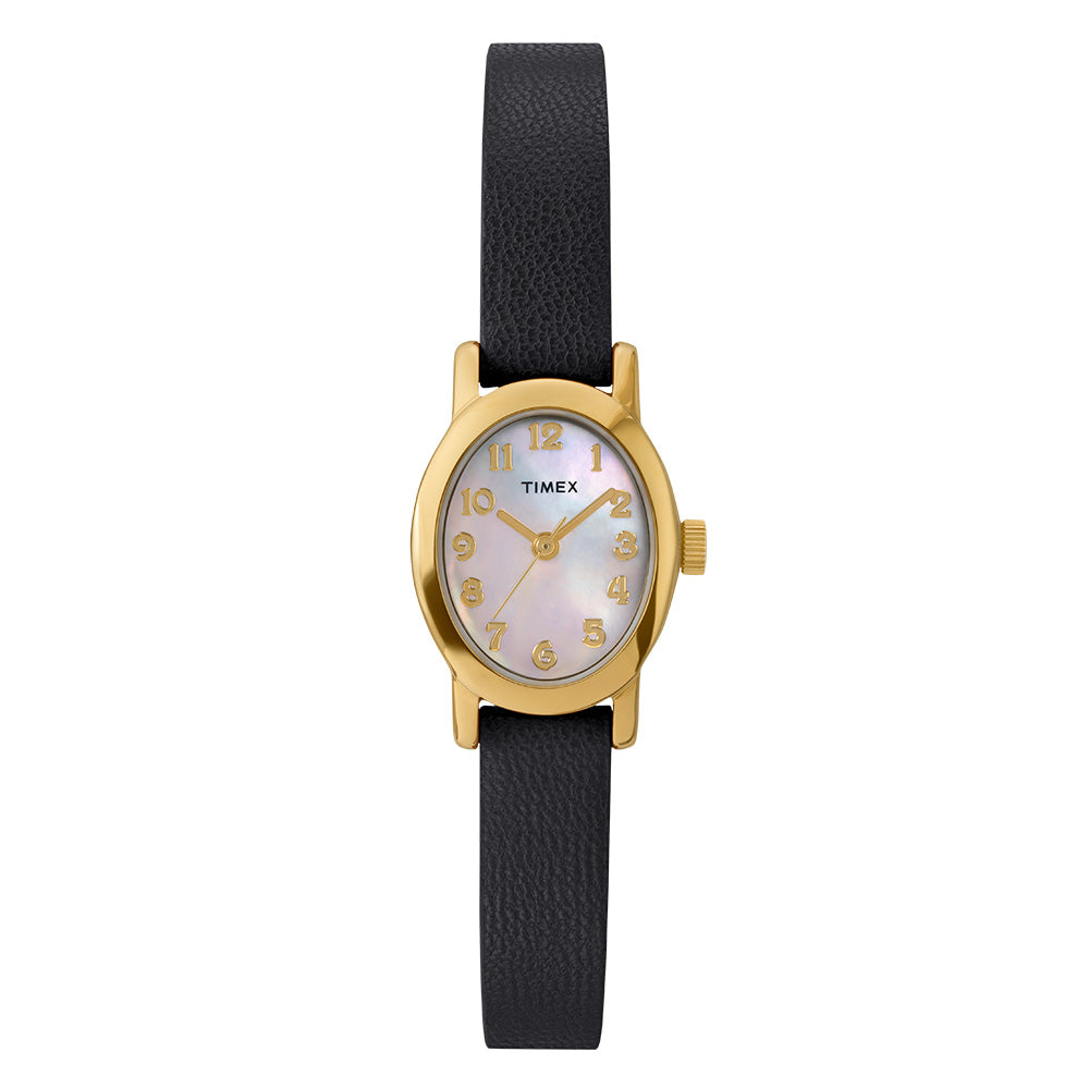 Timex Cavatina Gold Case Black Leather Band Women's Watch TW2W82600