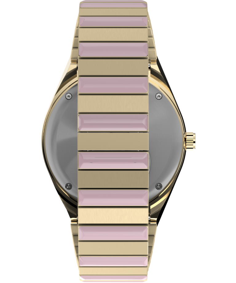 Timex Q Time 36mm Pink Stainless Steel Expansion Band Women's Watch TW2W87600