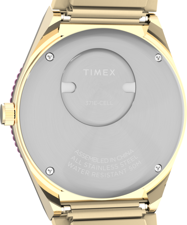 Timex Q Time 36mm Pink Stainless Steel Expansion Band Women's Watch TW2W87600
