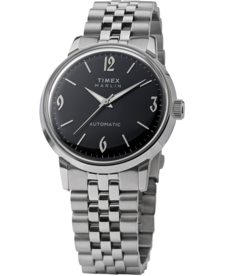 Timex Marlin Automatic Black Dial 40mm Stainless Steel Strap Watch TW2W93200