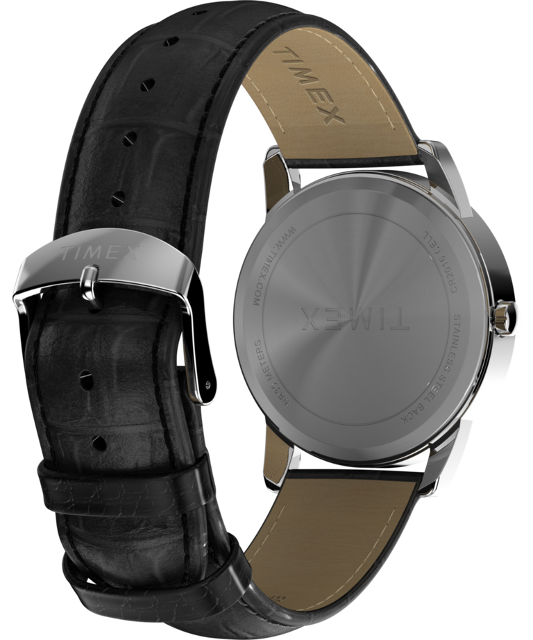 Timex Easy Reader35 White Dial Black Leather Strap Watch TW2W95400