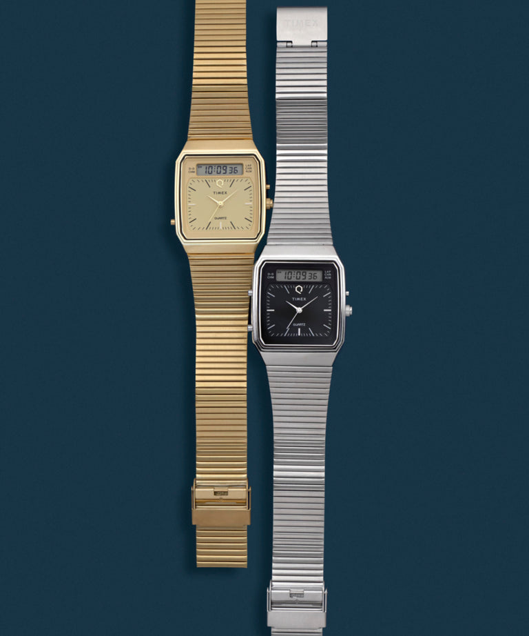 Q Timex® 1982 Ana-Digi Reissue 33mm Stainless Steel Bracelet Watch T2W2Y05900