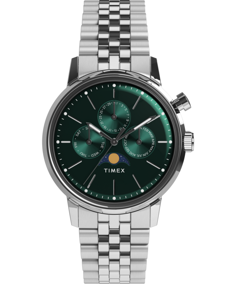 Timex Marlin® Moon Phase Multifunction 40mm Stainless Steel Bracelet Watch