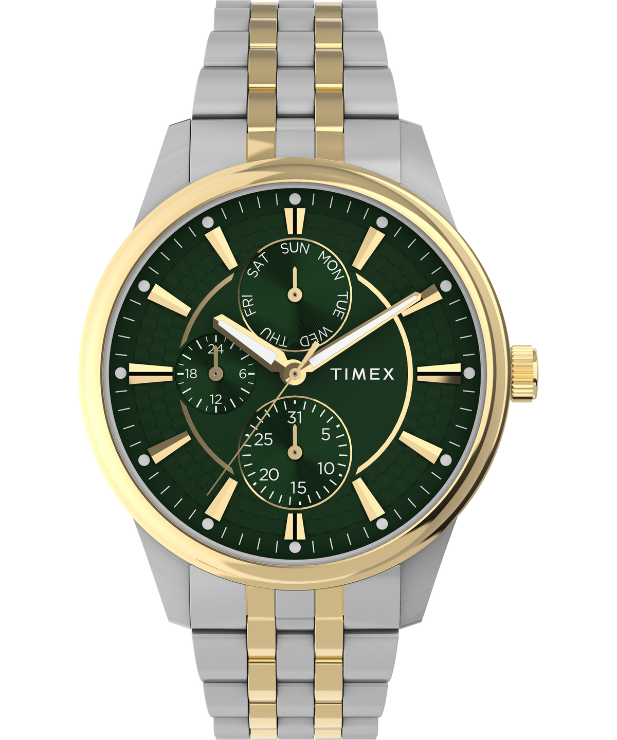 Timex Chicago Green Dial Two Toned Stainless Steel Band Watch TW2Y21400