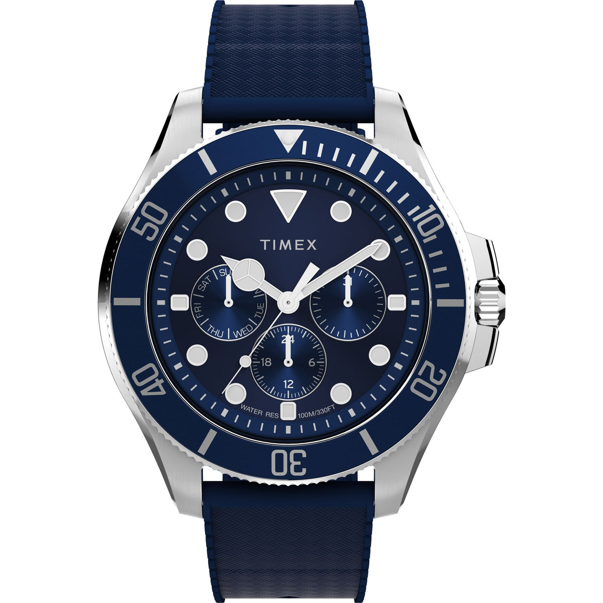 Timex Harbourside Chronograph Blue Dial and Rubber Band Men's Watch TW2Y33400