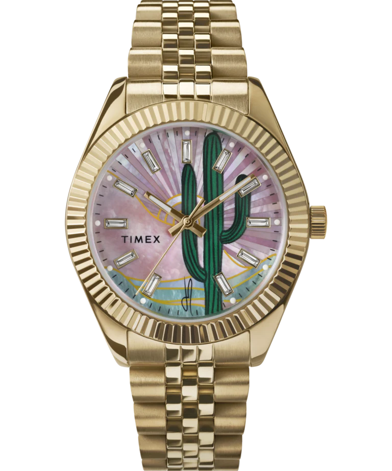 Timex x Jacquie Legacy Aiche Desert Daze Cactus Gold Watch TW2Y45100