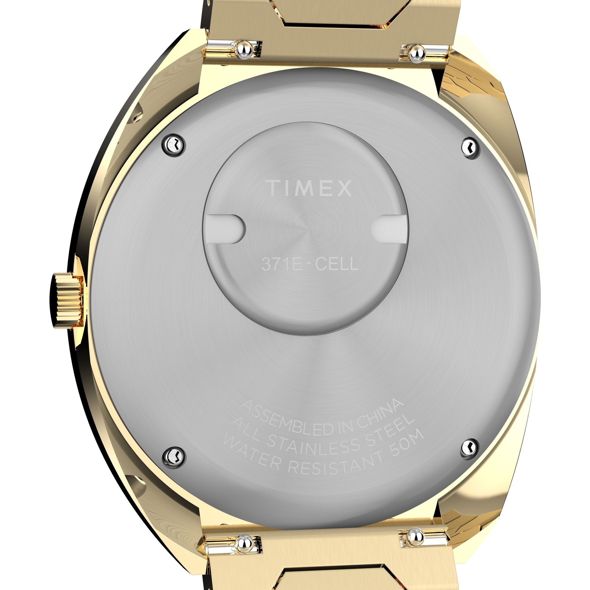 Timex Q 1972 Machine Reissue Gold Bracelet Brown Dial Watch TW2Y45200