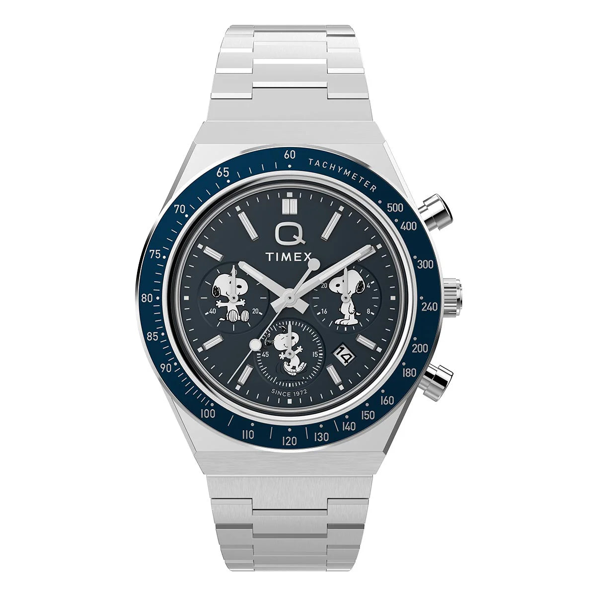 Q Timex x Peanuts® Chronograph Stainless Steel Blue Dial Watch TW2W45300