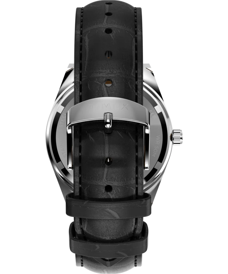 Timex Q Red Vega Dial Black Leather Band Watch TW2Y55700