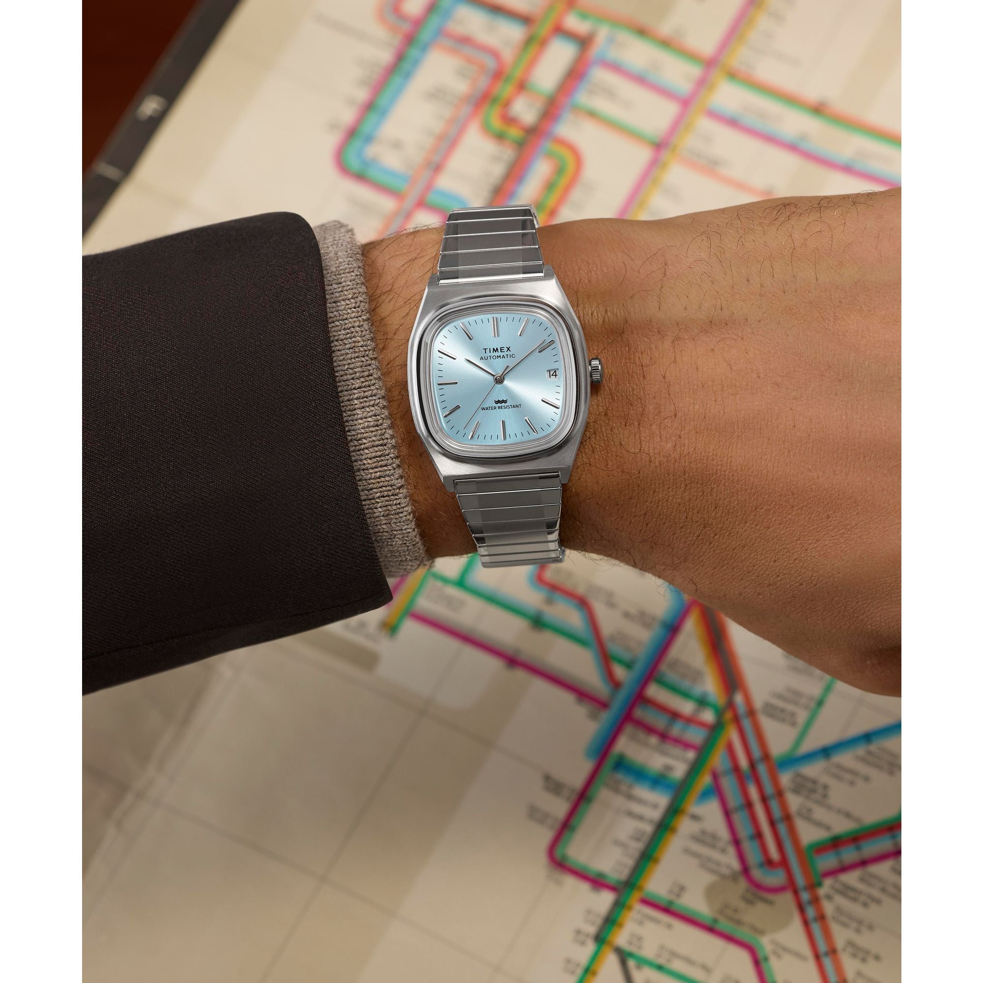 Timex Automatic 1983 Reissue Ice Blue Stainless Steel Band Watch TW2Y66700