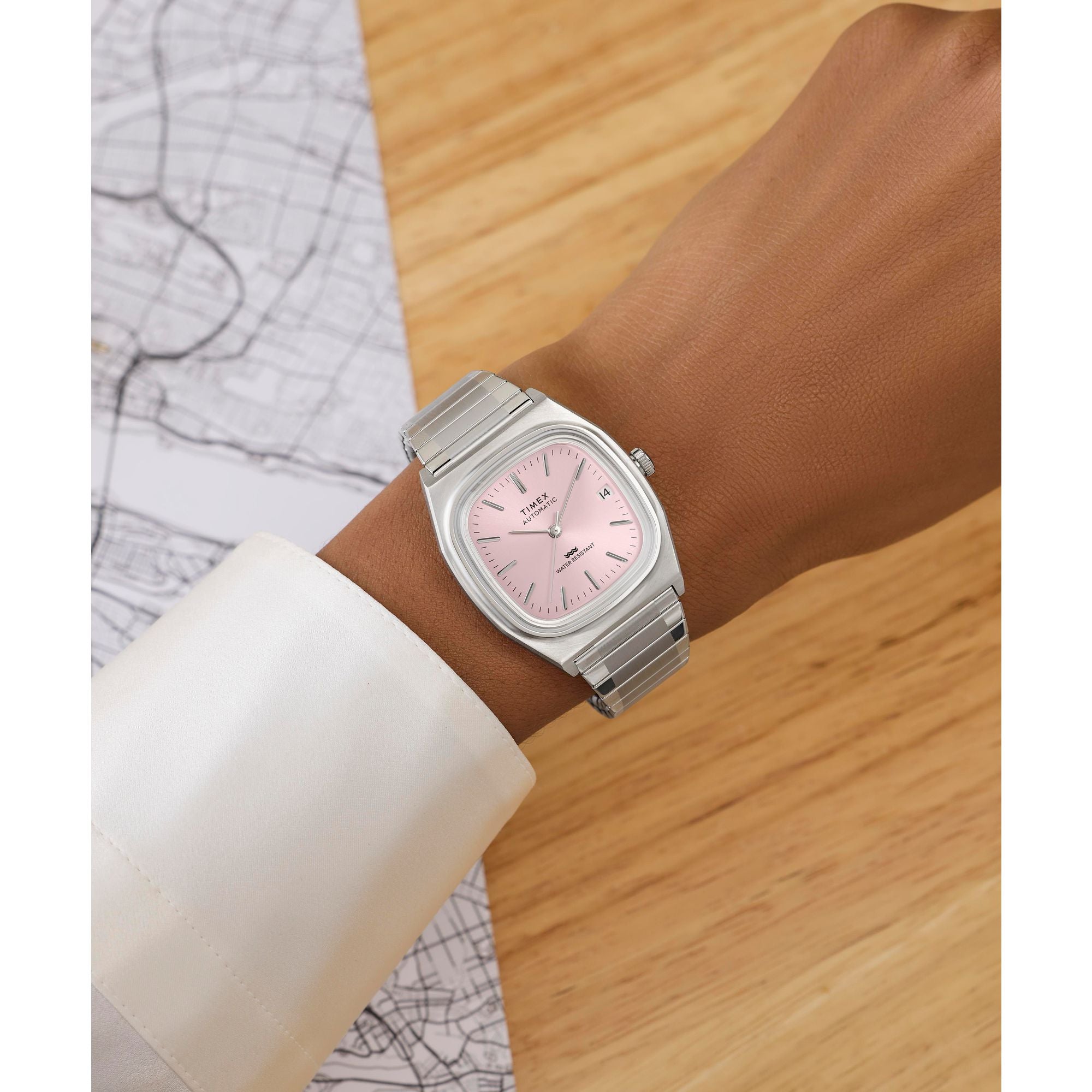 Timex Automatic 1983 Reissue Light Pink Stainless Steel Band Watch TW2Y66800