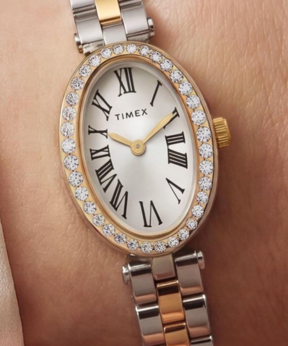 Timex Cavatina 19mm Silver-Tone Dial Two-Tone Bracelet Watch TW2Y90200