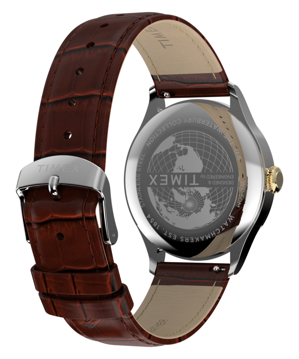 Timex Waterbury Classic TW2Y92100 black dial brown leather watch — view 6