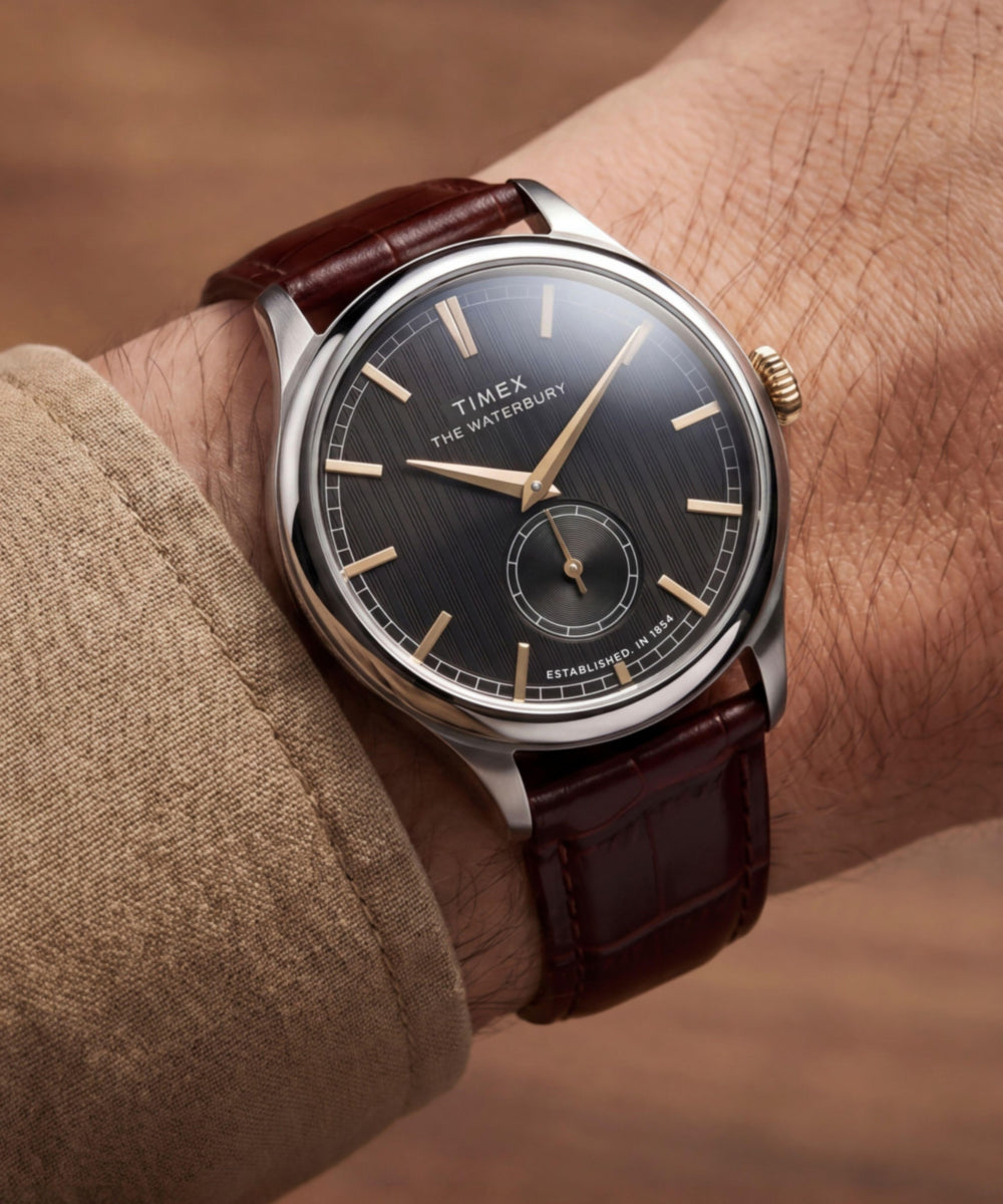 Timex Waterbury Classic TW2Y92100 black dial brown leather watch — view 2