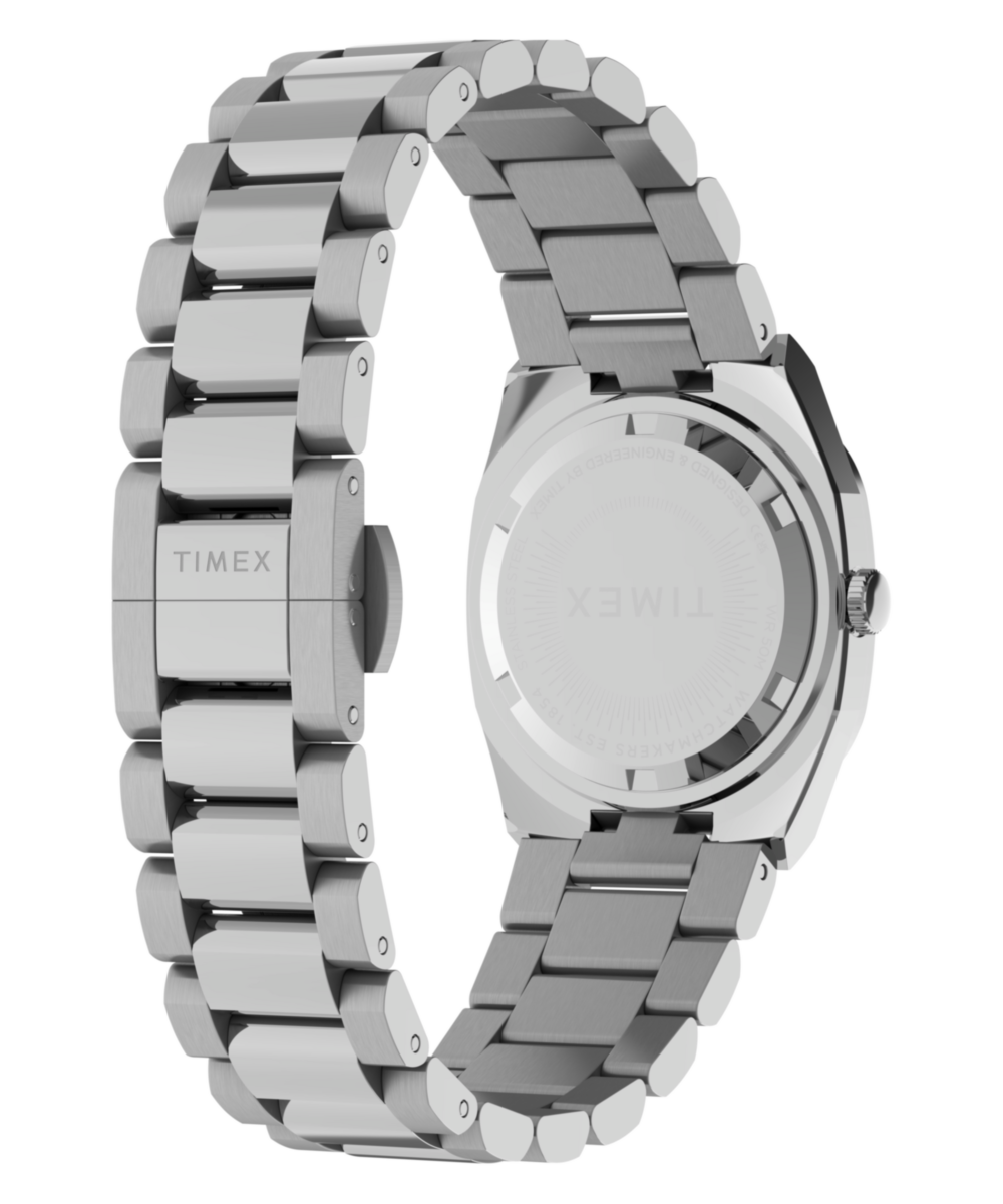 Timex E Line TW6A01000 stainless steel bracelet and butterfly deployant clasp detail