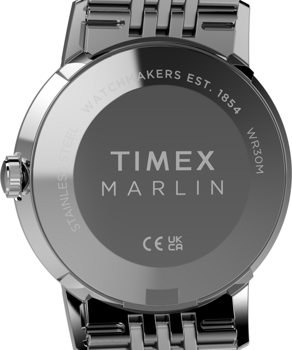 Timex Marlin Quartz 34mm, Black dial, Silver stainless steel band