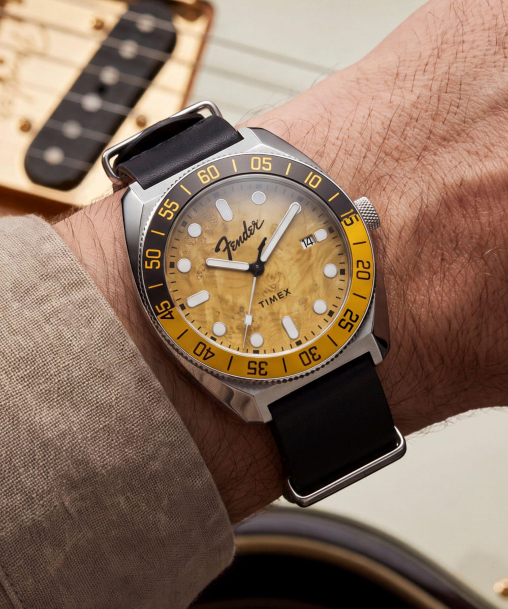 Timex x Fender Telecaster, Brown dial, Black leather band