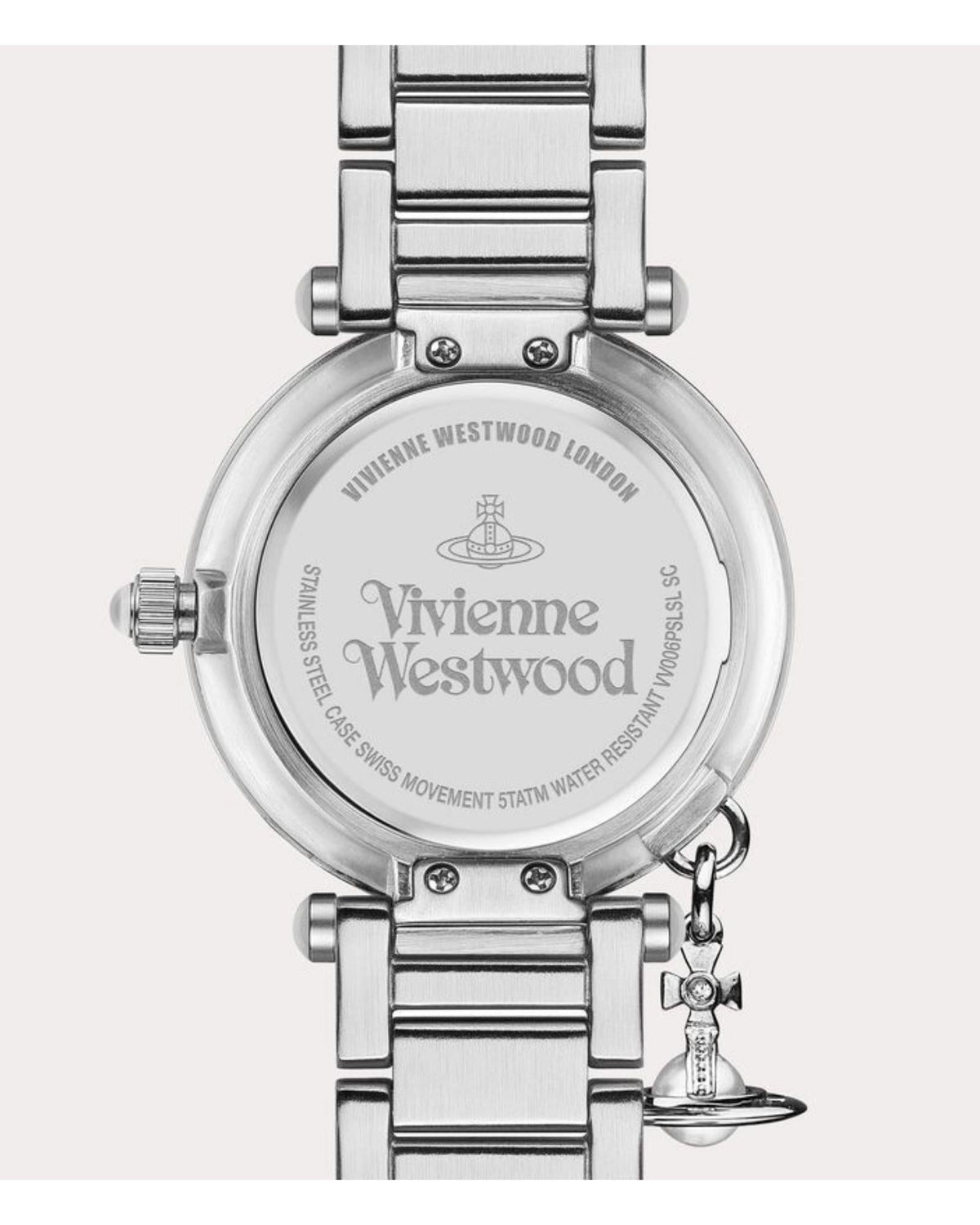 Vivienne Westwood Mother Orb Iridescent Dial Stainless Steel Strap Watch