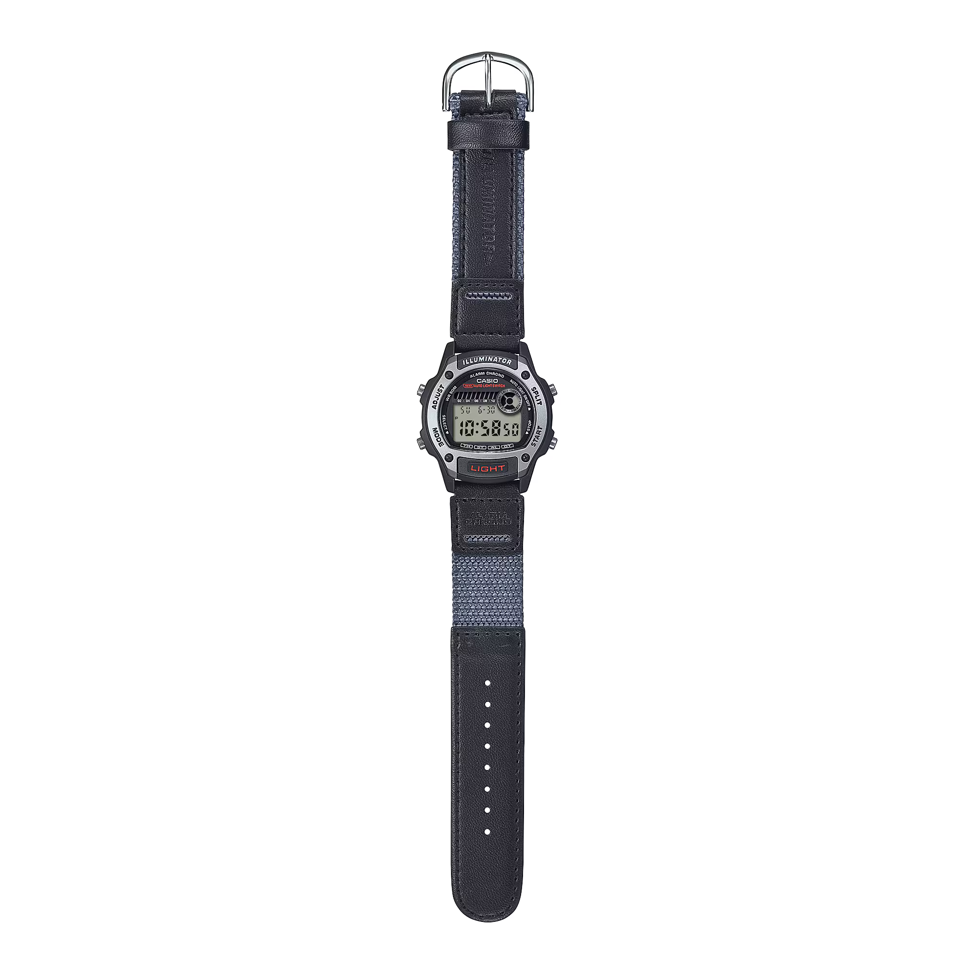 Casio Digital Mid Sized Watch Black Nylon Band Grey Accents W220HF-8A
