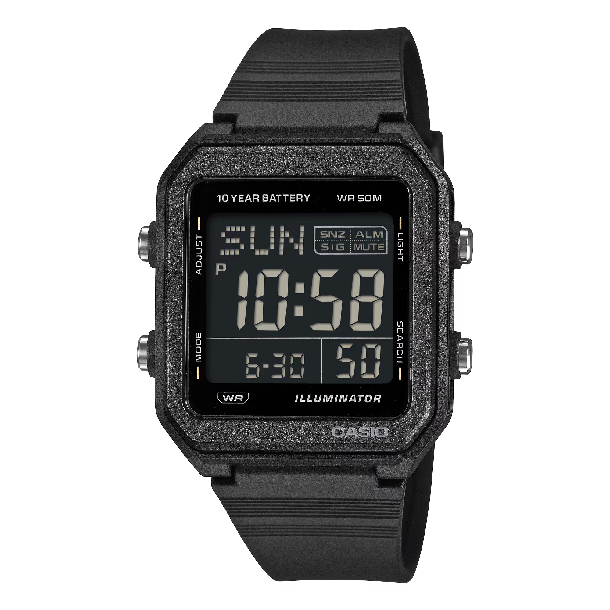 Casio Digital Black Resin Band Watch W221H-1B