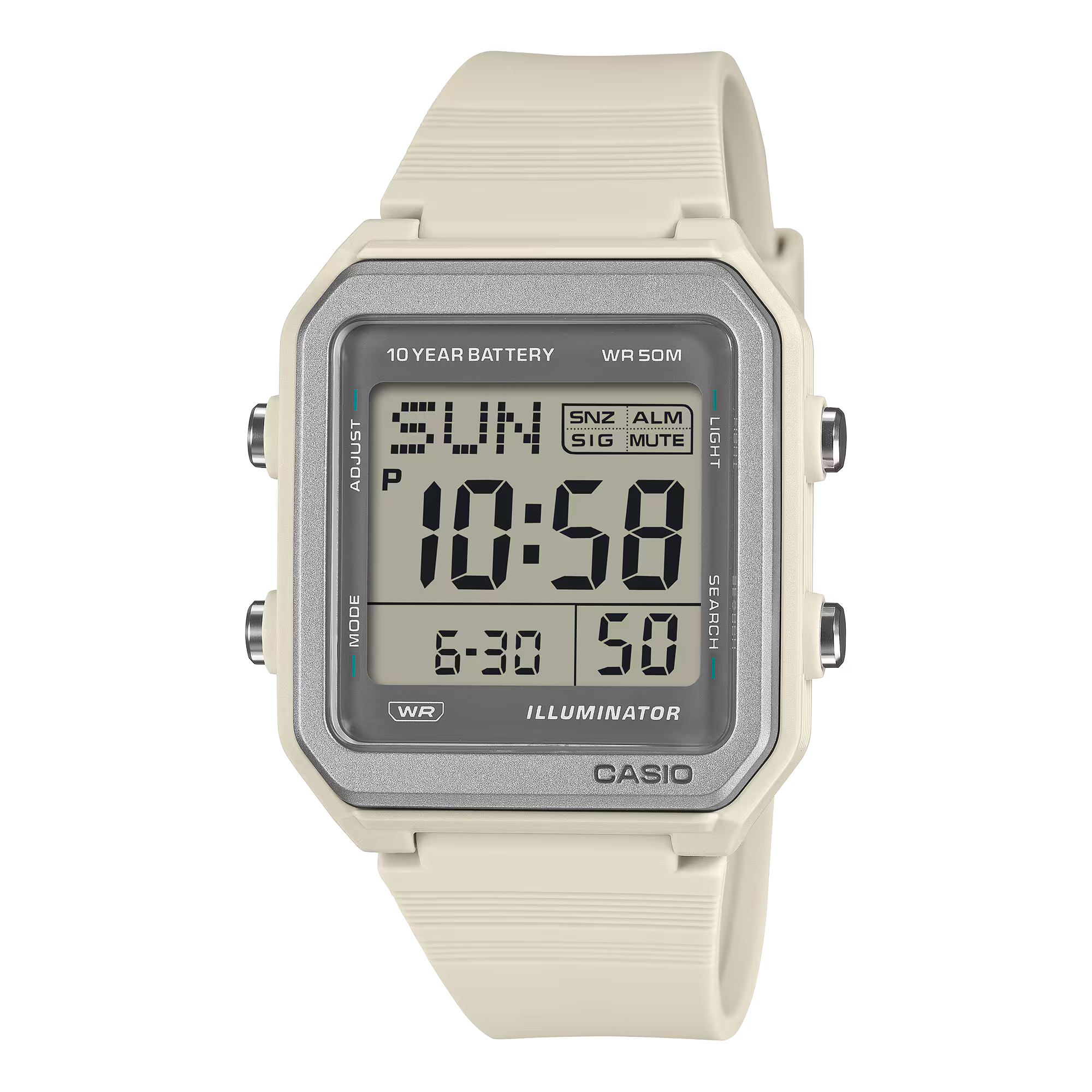 Casio Digital White Resin Band Watch W221H-8A