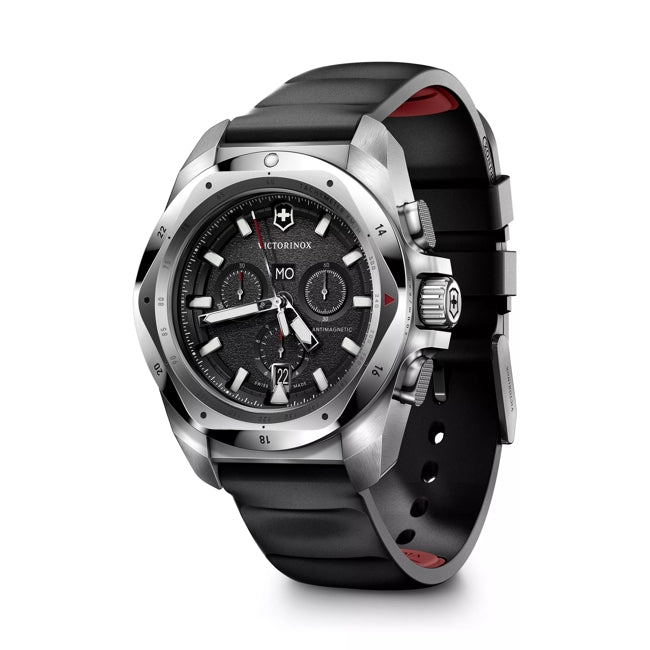 Victorinox Inox 43 Chrono Black Dial Rubber Strap Watch 241983