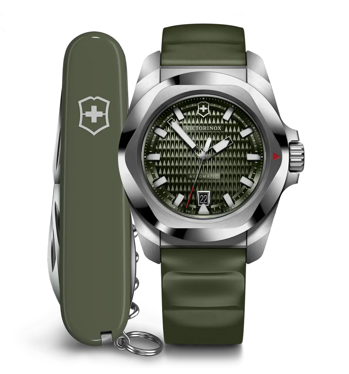 Victorinox I.N.O.X Automatic 41mm Set Green Rubber Green Dial Watch 242017.1
