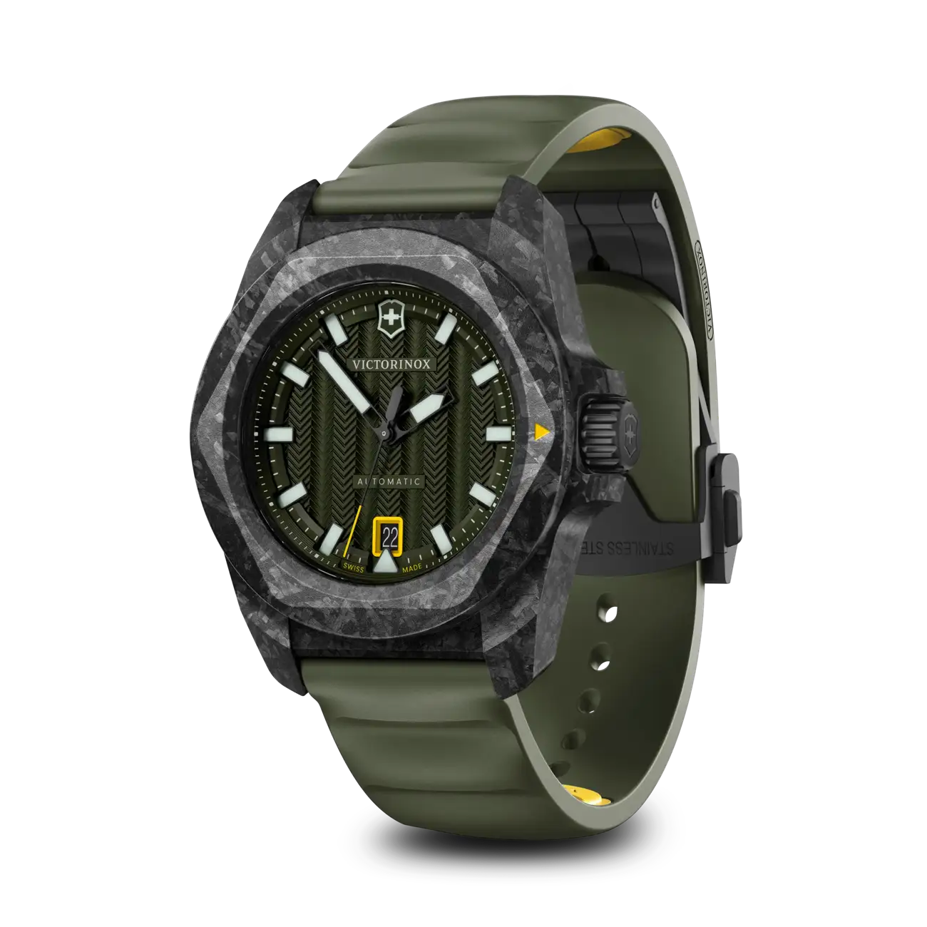 Victorinox I.N.O.X Automatic 41mm Set Green Rubber Green Dial Carbon Case Watch 242021.1