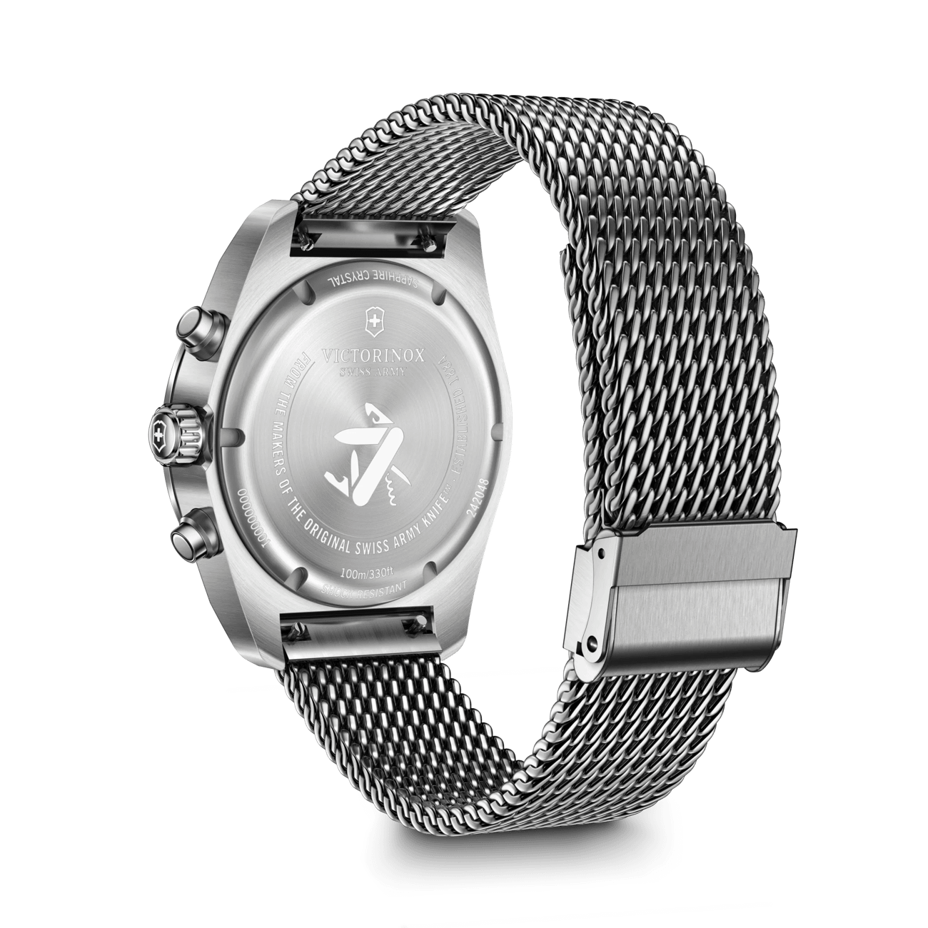 Victorinox Swiss Army Chrono Black Dial Mesh Stainless Steel Band Mens Watch 242048