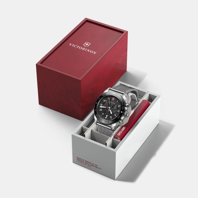 Victorinox Swiss Army Chrono Black Dial Mesh Stainless Steel Band Mens Watch 242048