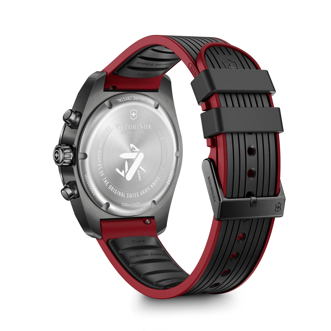 Victorinox Swiss Army Chrono Black Dial and RubberSteel Band Mens Watch 242051