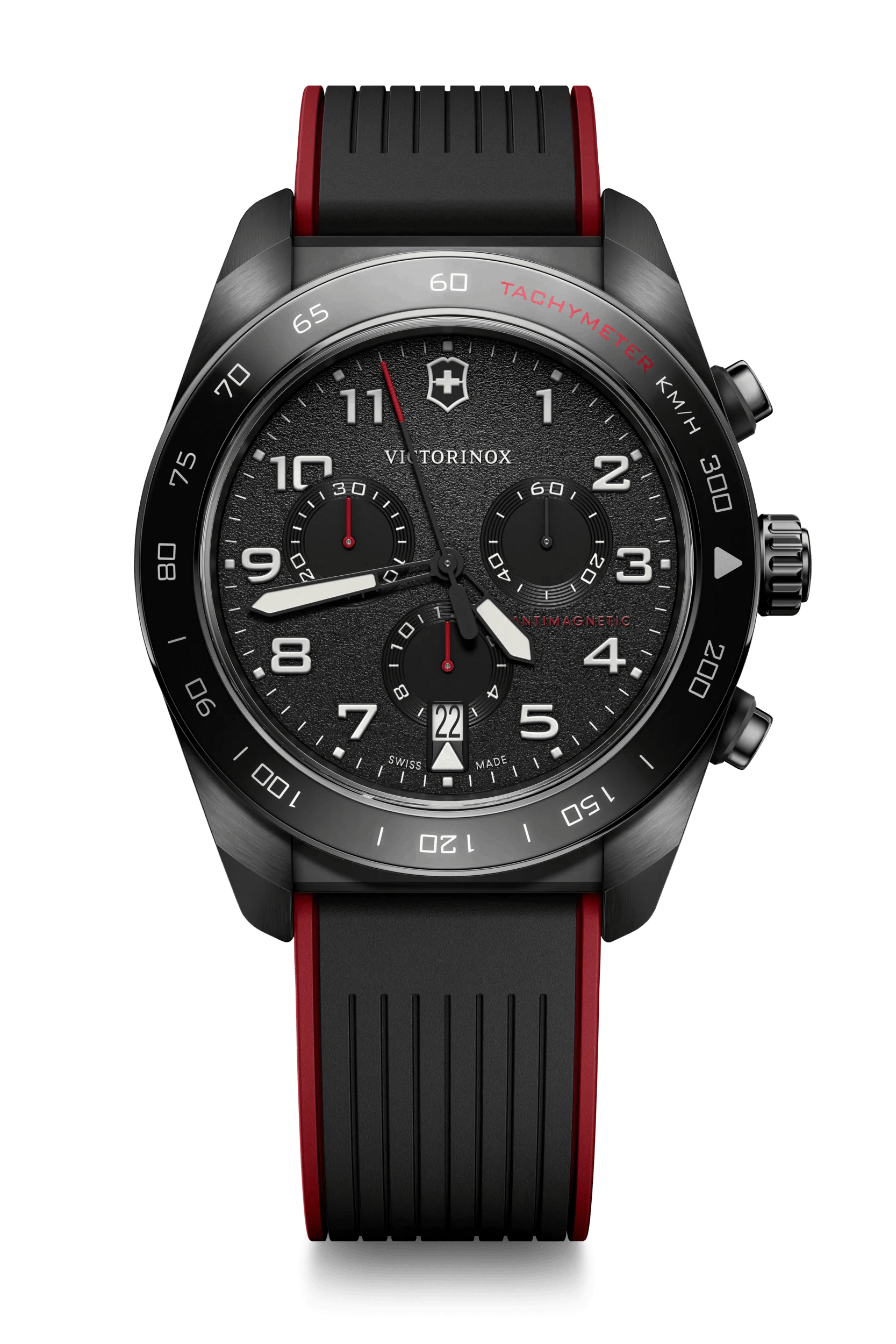 Victorinox Swiss Army Chrono Black Dial and RubberSteel Band Mens Watch 242051