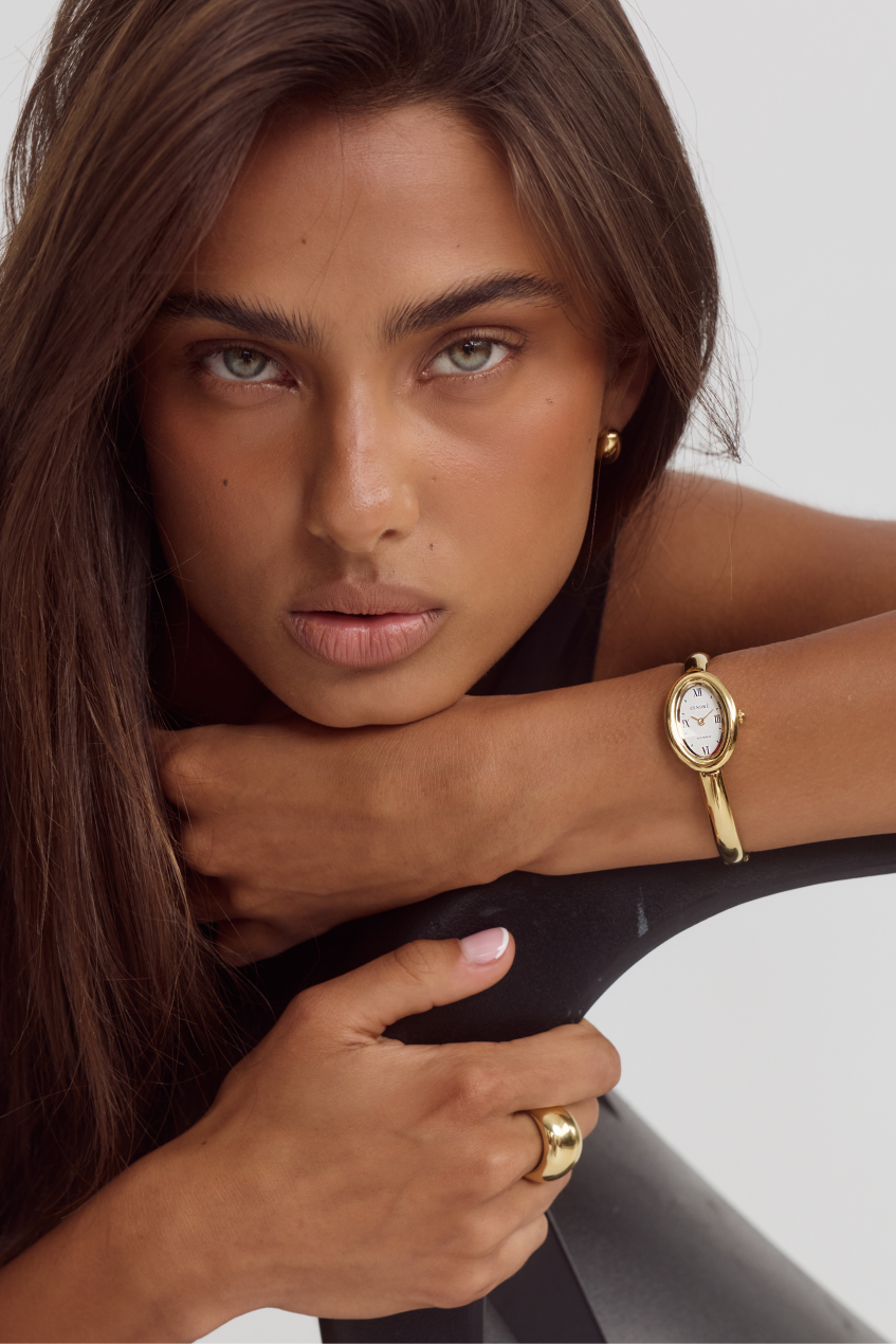 Cendré Kate White Dial 18K Gold Women's Watch — front