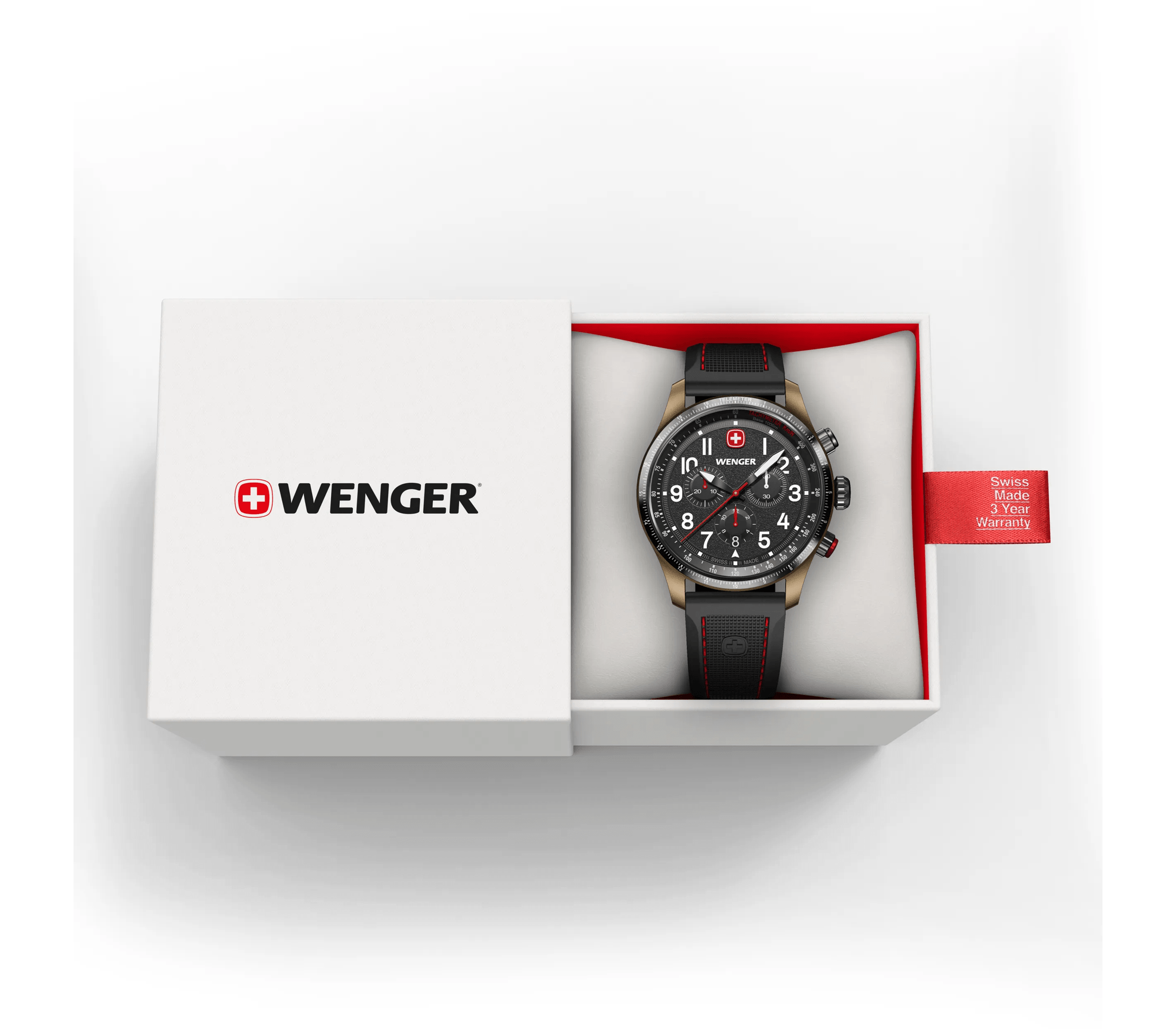 Wenger Terragraph Chrono 43mm Black Dial Black Silicone Watch 01.0543.113