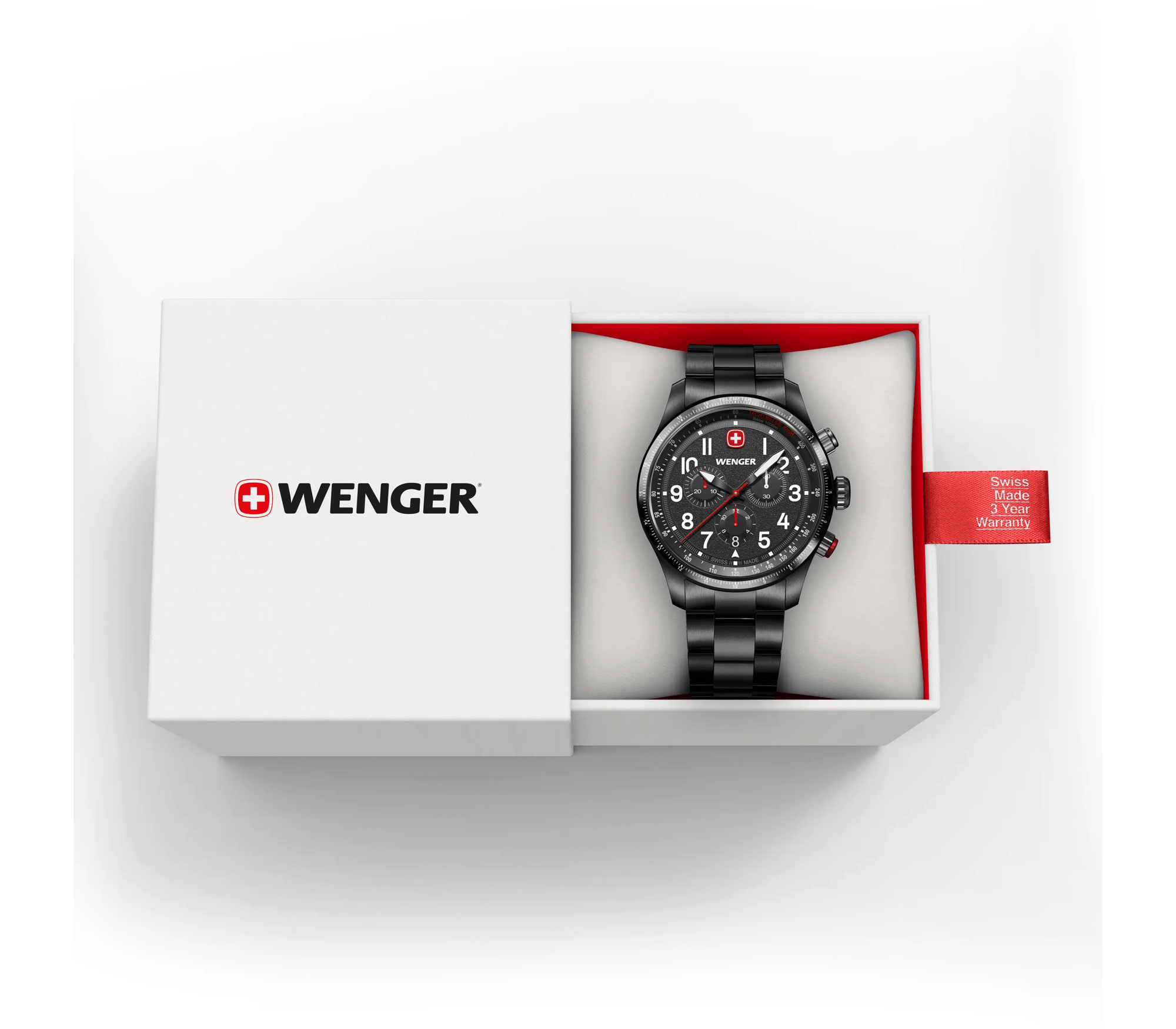Wenger Terragraph Chrono 43mm Black Stainless Steel Men's Watch 01.0543.117