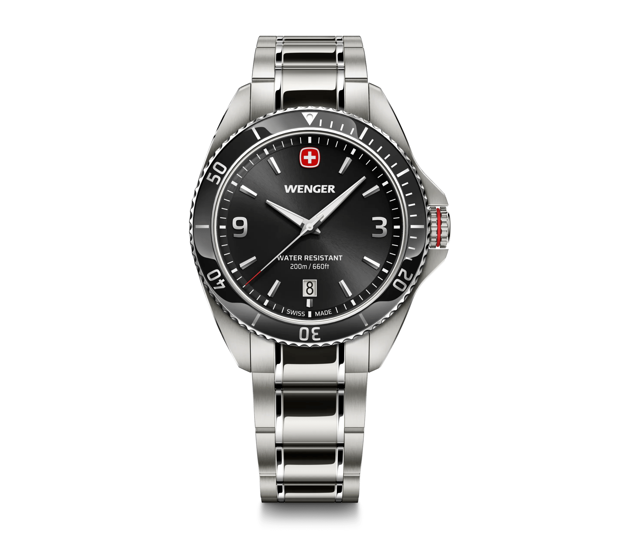 Wenger Executive 40mm Black Dial Stainless Steel 200M Men's Watch