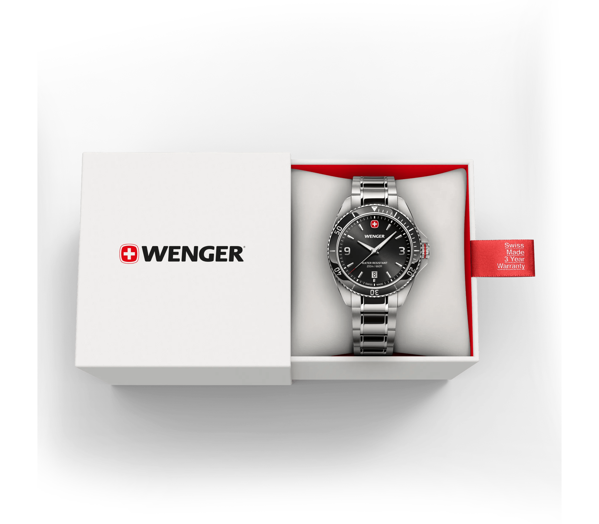 Wenger Executive 40mm Black Dial Stainless Steel 200M Men's Watch 01.2031.101